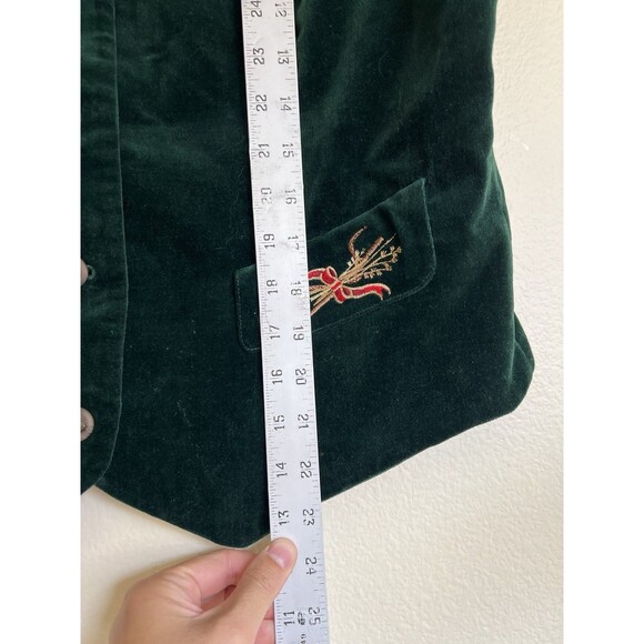 Susan Bristol New Traditions‎ Vest Women's 16 Green Velvet Embroidered Pockets - Picture 8 of 10